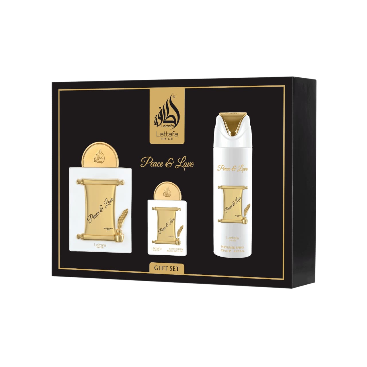 Peace & Love Gift Set of 3 by Lattafa – Eau de Parfum (Unisex)