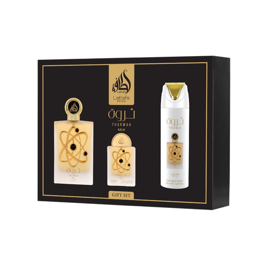 Tharwah Gold Gift Set of 3 by Lattafa – Eau de Parfum (Women’s)
